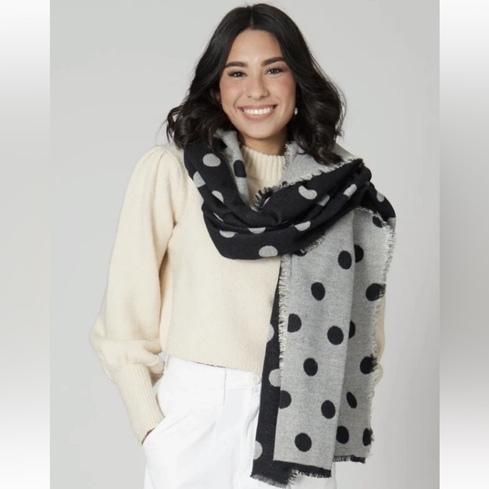 San Diego Hat Company Milagro Black & White Polka Dot Scarf ~ Brand New!! 🧡